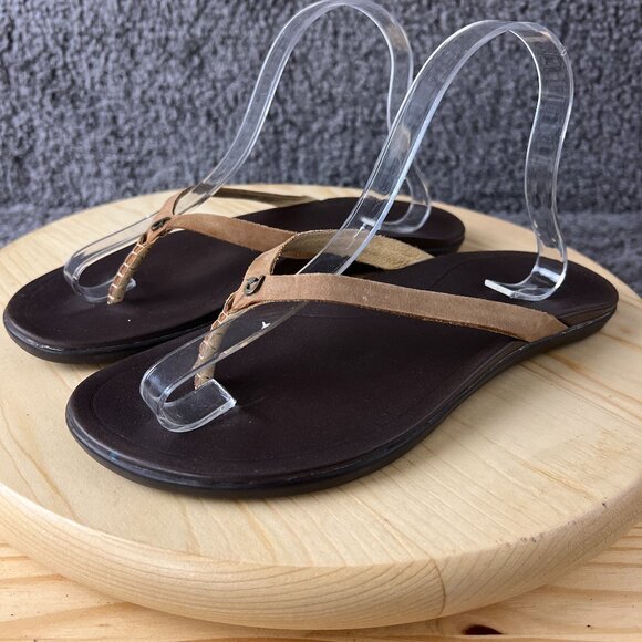 OluKai Brown Tan Sandals - Picture 1 of 9